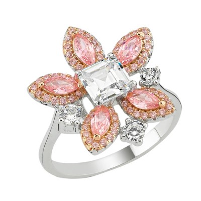 Ασημένιο δαχτυλίδι λουλούδι 925 με ζιργκόν