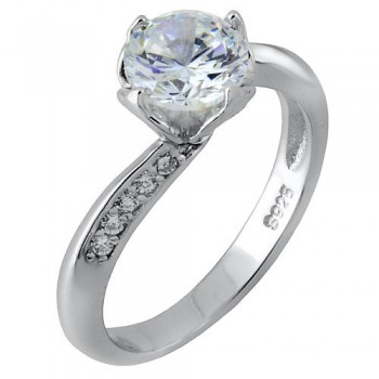 Ασημένιο μονόπετρο δαχτυλίδι 925