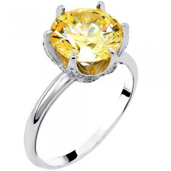 Ασημένιο μονόπετρο δαχτυλίδι 925 με ζιργκόν