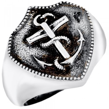 Ασημένιο ανδρικό δαχτυλίδι άγκυρα