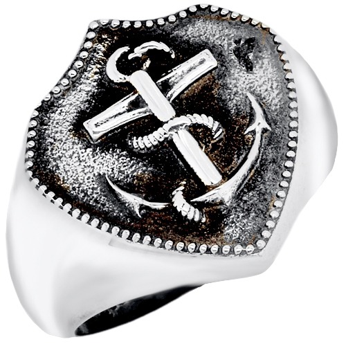 Ασημένιο ανδρικό δαχτυλίδι άγκυρα