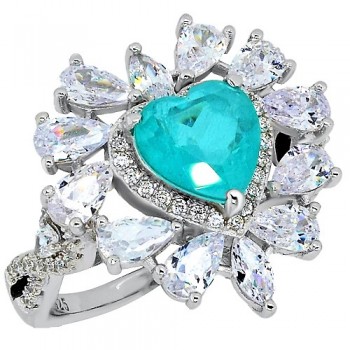 Ασημένιο δαχτυλίδι καρδιά 925 με ζιργκόν