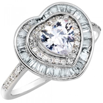 Ασημένιο δαχτυλίδι καρδιά 925 με ζιργκόν