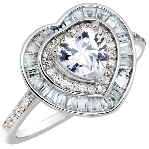 Ασημένιο δαχτυλίδι καρδιά 925 με ζιργκόν