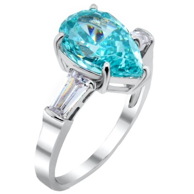 Ασημένιο δαχτυλίδι σταγόνα 925 με ζιργκόν