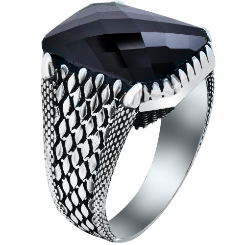 Ασημένιο ανδρικό δαχτυλίδι 925 με ζιργκόν