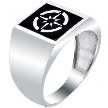 Ασημένιο ανδρικό δαχτυλίδι πυξίδα 925