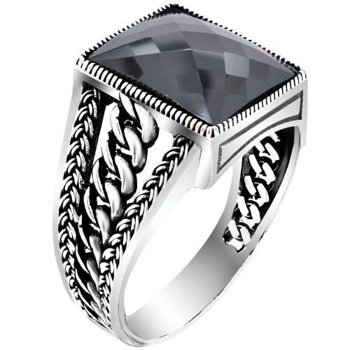 Ασημένιο ανδρικό δαχτυλίδι 925 με ζιργκόν