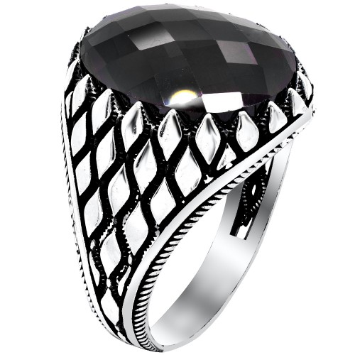 Ασημένιο ανδρικό δαχτυλίδι 925 με ζιργκόν