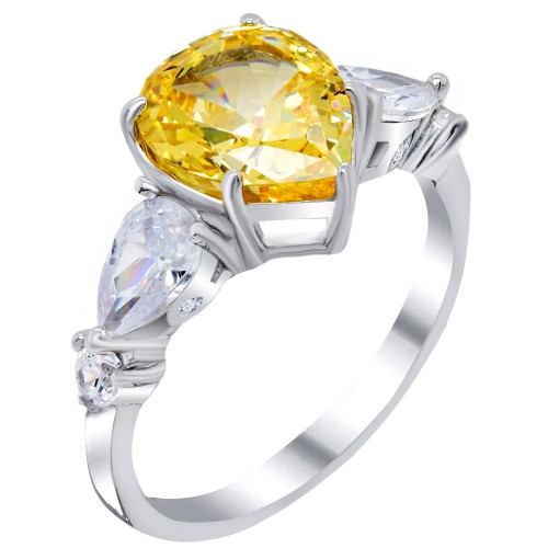 Ασημένιο δαχτυλίδι σταγόνα 925 με ζιργκόν