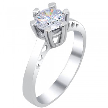 Ασημένιο μονόπετρο δαχτυλίδι 925 με ζιργκόν