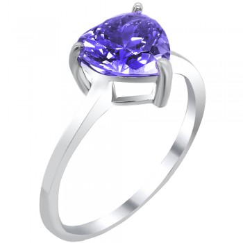 Ασημένιο μονόπετρο δαχτυλίδι καρδιά 925