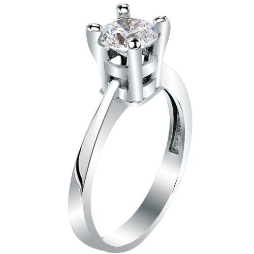 Ασημένιο μονόπετρο δαχτυλίδι 925 με Swarovski ζιργκόν