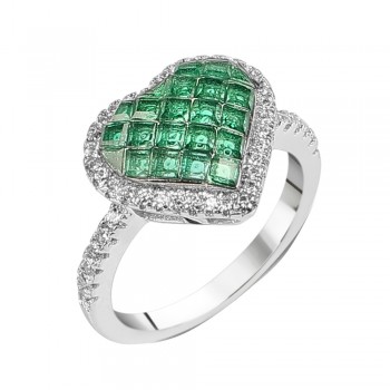 Ασημένιο δαχτυλίδι καρδιά 925 με ζιργκόν