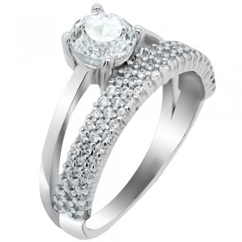 Ασημένιο μονόπετρο δαχτυλίδι 925 με ζιργκόν