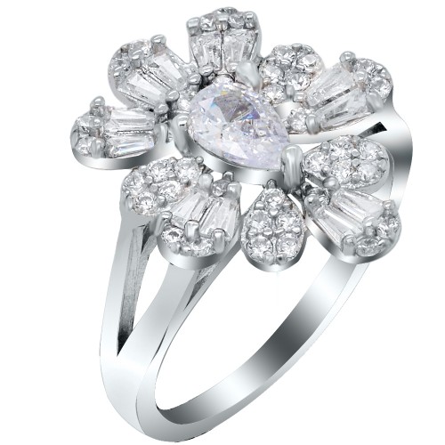 Ασημένιο δαχτυλίδι σταγόνα 925 με ζιργκόν