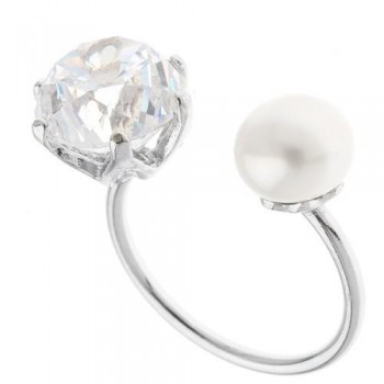 Ασημένιο δαχτυλίδι 925 με ζιργκόν και μαργαριτάρι