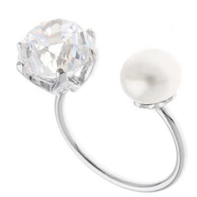 Ασημένιο δαχτυλίδι 925 με ζιργκόν και μαργαριτάρι