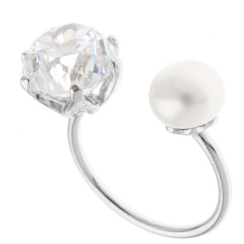 Ασημένιο δαχτυλίδι 925 με ζιργκόν και μαργαριτάρι