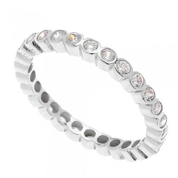 Ασημένιο ολόβερο δαχτυλίδι 925 με ζιργκόν