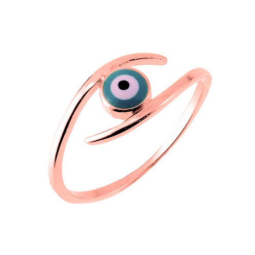 Ασημένιο δαχτυλίδι μάτι 925 σε ροζ χρώμα