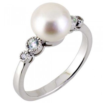 Ασημένιο δαχτυλίδι 925 με πέρλα και ζιργκόν