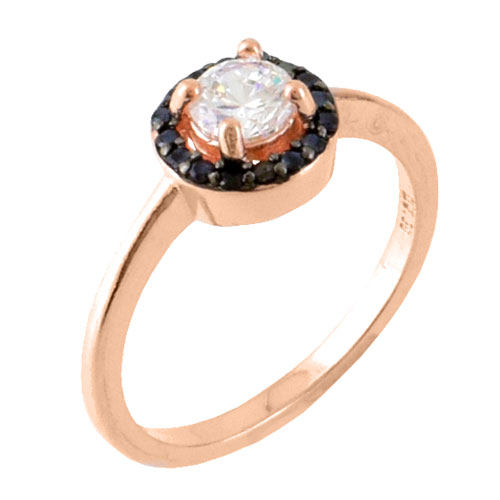 Ασημένιο δαχτυλίδι 925 σε ροζ χρώμα με ζιργκόν