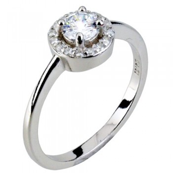 Ασημένιο μονόπετρο δαχτυλίδι 925