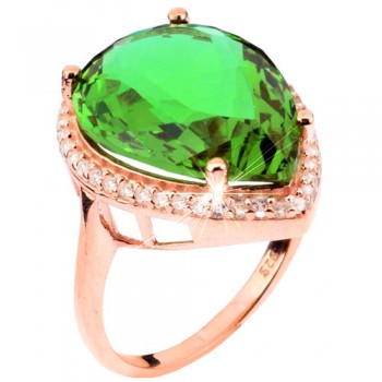 Ασημένιο δαχτυλίδι σταγόνα 925 σε ροζ χρώμα με ζιργκόν