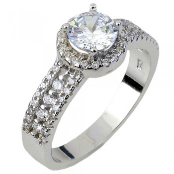 Ασημένιο μονόπετρο δαχτυλίδι 925 με ζιργκόν