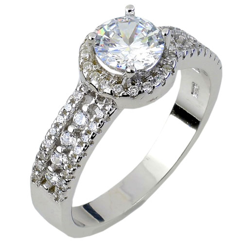 Ασημένιο μονόπετρο δαχτυλίδι 925 με ζιργκόν