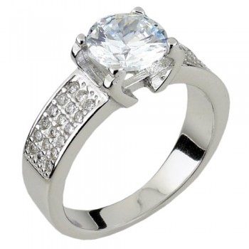 Ασημένιο μονόπετρο δαχτυλίδι 925 με ζιργκόν