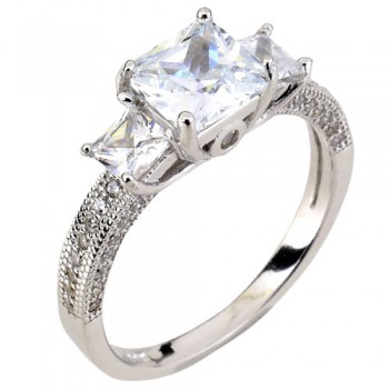 Ασημένιο μονόπετρο δαχτυλίδι 925