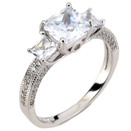 Ασημένιο μονόπετρο δαχτυλίδι 925