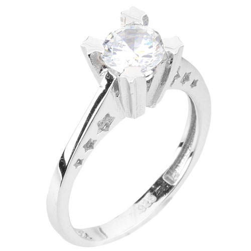 Ασημένιο μονόπετρο δαχτυλίδι 925 με ζιργκόν