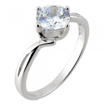 Ασημένιο μονόπετρο δαχτυλίδι 925