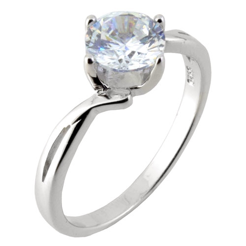 Ασημένιο μονόπετρο δαχτυλίδι 925