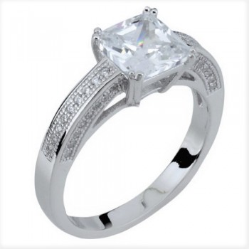 Ασημένιο μονόπετρο δαχτυλίδι 925 με ζιργκόν