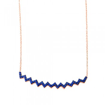 Ασημένιο κολιέ 925 σε ροζ χρώμα με ζιργκόν