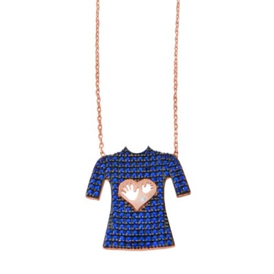 Ασημένιο κολιέ 925 σε ροζ χρώμα με ζιργκόν