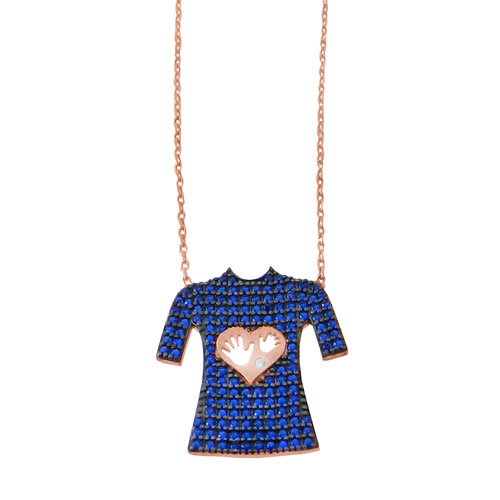 Ασημένιο κολιέ 925 σε ροζ χρώμα με ζιργκόν