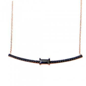 Ασημένιο κολιέ 925 σε ροζ χρώμα με ζιργκόν