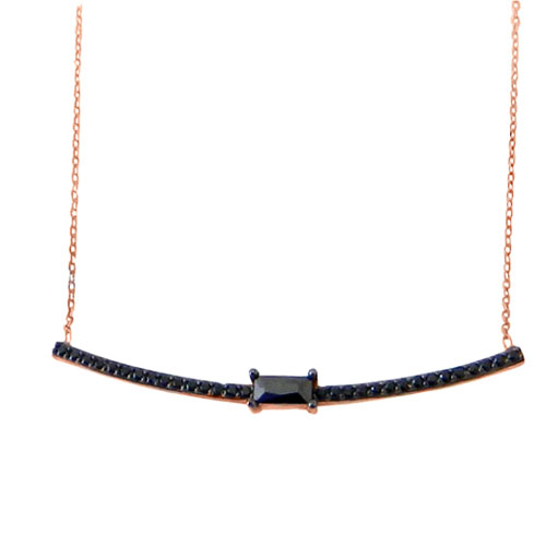 Ασημένιο κολιέ 925 σε ροζ χρώμα με ζιργκόν