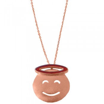 Ασημένιο κολιέ emoticon 925 σε ροζ χρώμα