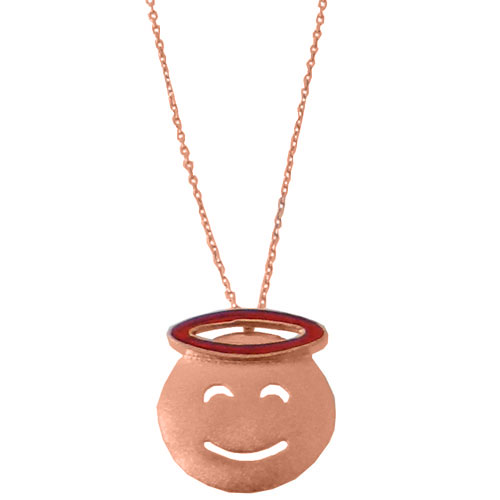Ασημένιο κολιέ emoticon 925 σε ροζ χρώμα
