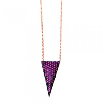 Ασημένιο κολιέ 925 σε ροζ χρώμα με ζιργκόν