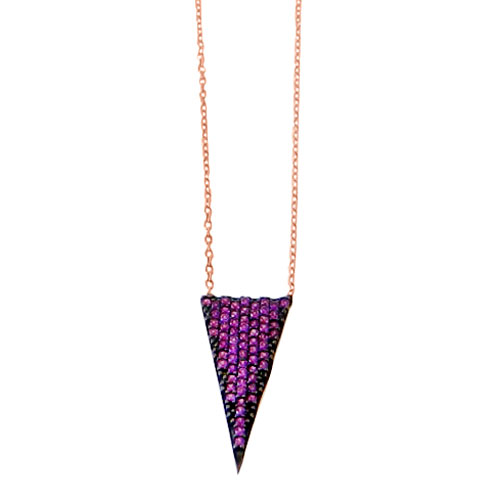 Ασημένιο κολιέ 925 σε ροζ χρώμα με ζιργκόν