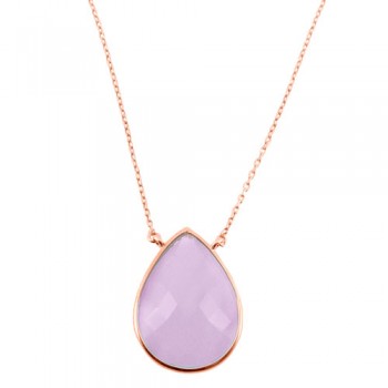 Ασημένιο κολιέ 925 σε ροζ χρώμα με ζιργκόν