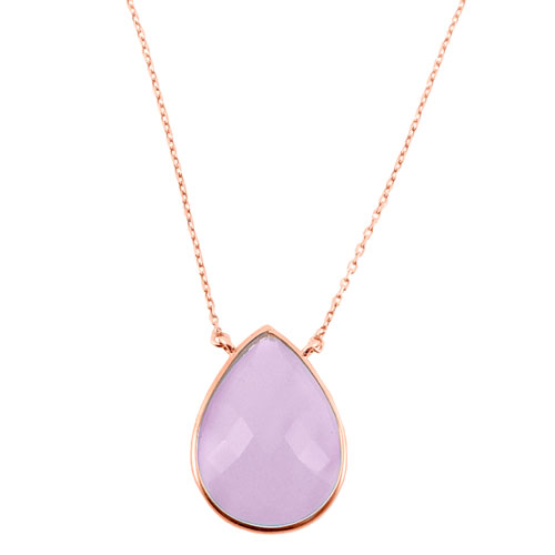 Ασημένιο κολιέ 925 σε ροζ χρώμα με ζιργκόν