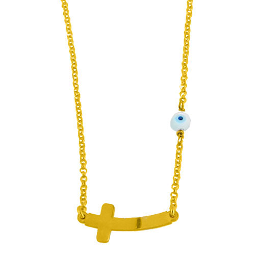 Ασημένιο επιχρυσωμένο κολιέ με σταυρό 925